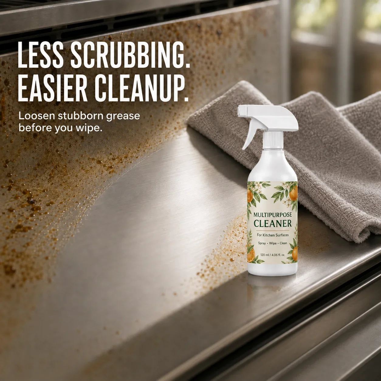 Heavy-Duty Kitchen Degreaser Spray for Greasy Surfaces