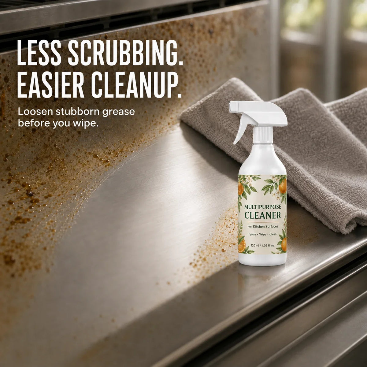 Heavy-Duty Kitchen Degreaser Spray for Greasy Surfaces