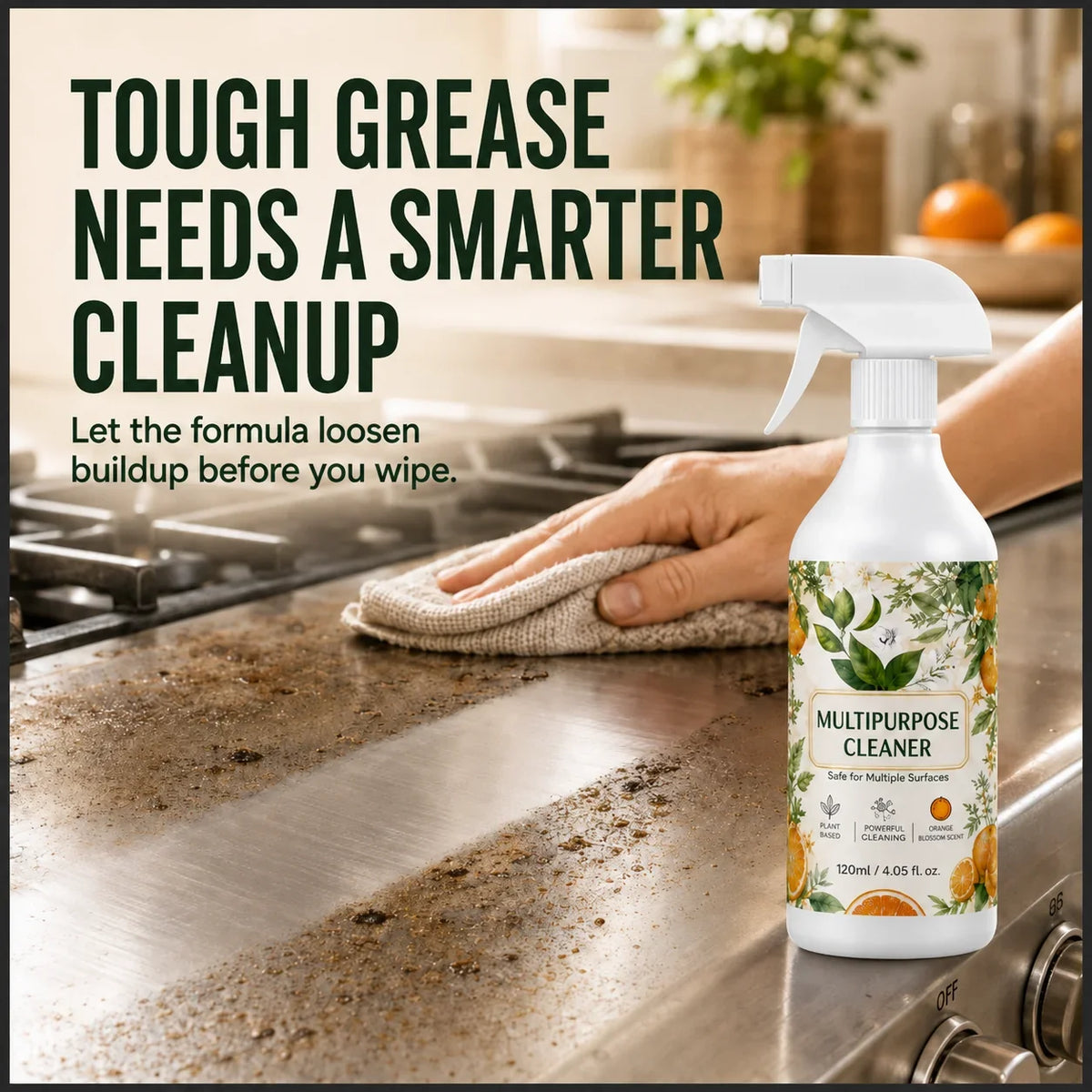 Heavy-Duty Kitchen Degreaser Spray for Greasy Surfaces