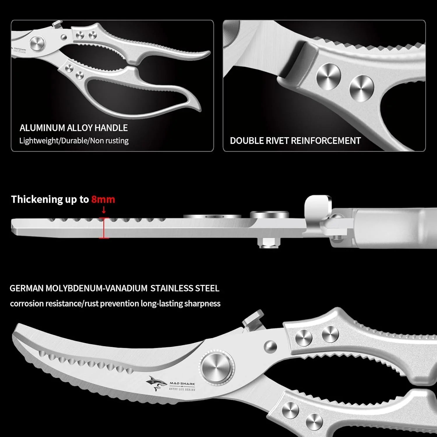 Heavy-Duty Multifunction Kitchen Shears with Spring-Assisted Cutting