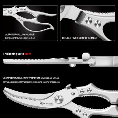 Heavy-Duty Multifunction Kitchen Shears with Spring-Assisted Cutting