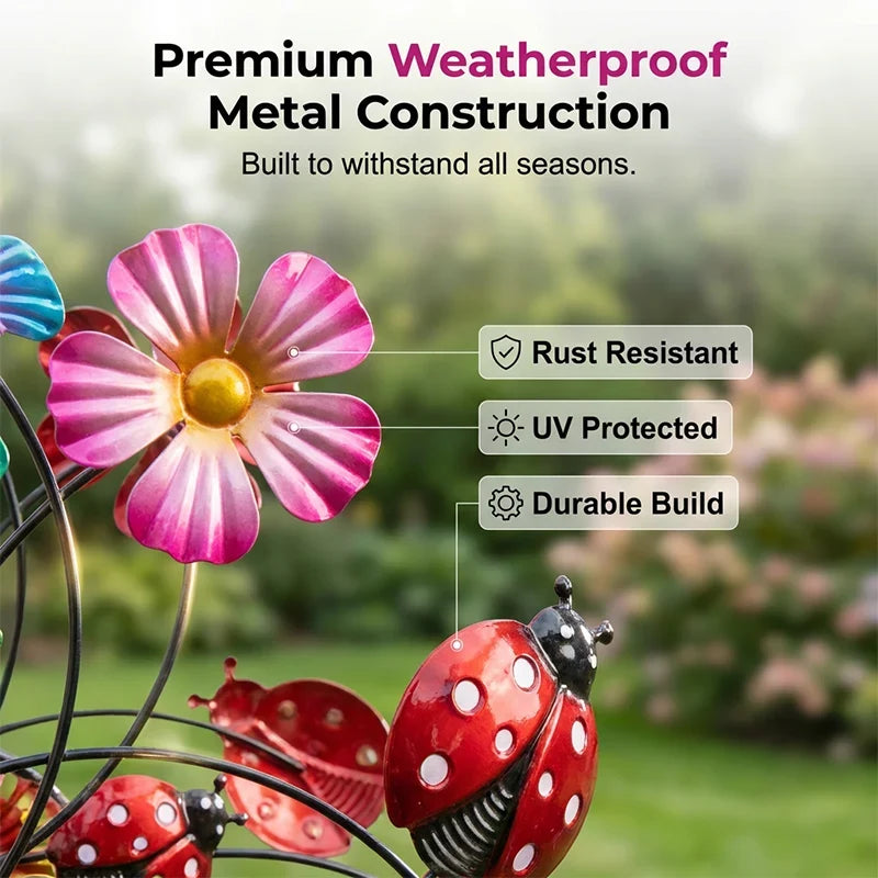 Outdoor-Ready Solar-Powered Wind Spinner for Garden for Garden Display