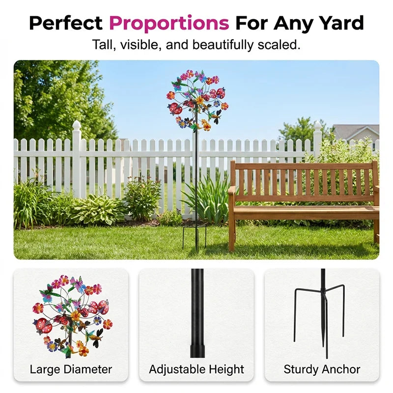 Outdoor-Ready Solar-Powered Wind Spinner for Garden for Garden Display