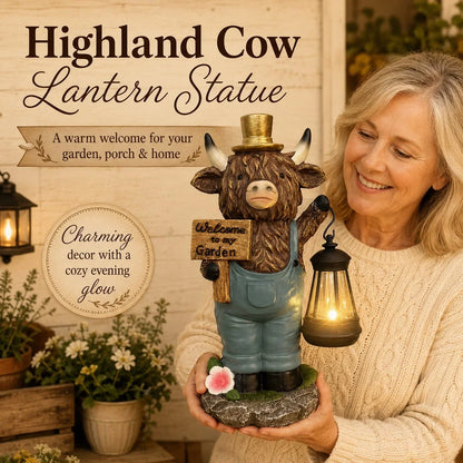 Solar Farmhouse Cow Statue with a Hanging Garden Lantern