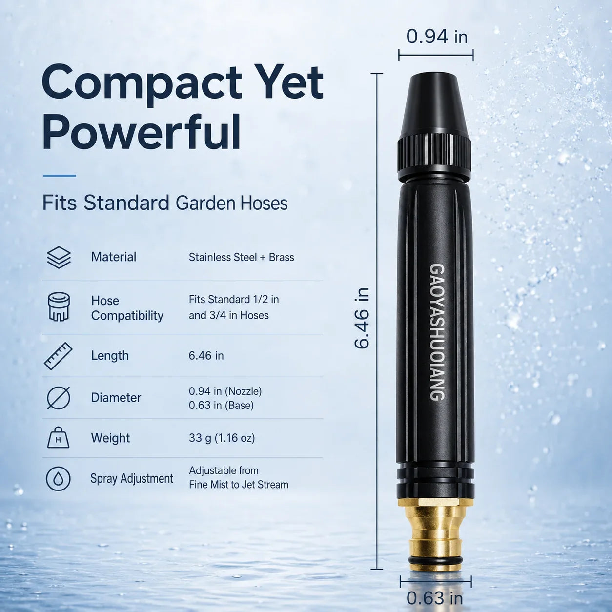 Dual-Spray High-Pressure Garden Hose Wand for Outdoor Cleaning