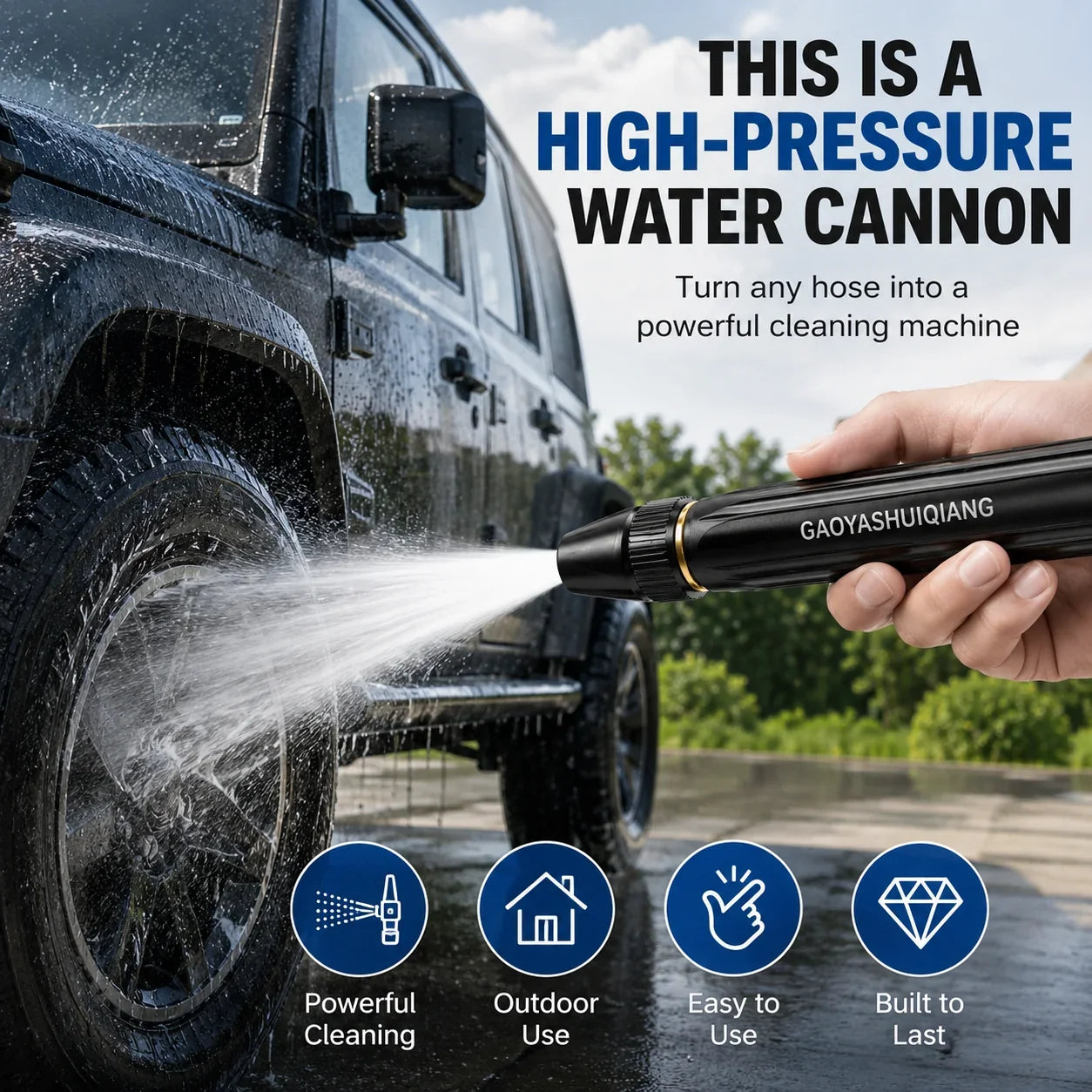 Dual-Spray High-Pressure Garden Hose Wand for Outdoor Cleaning