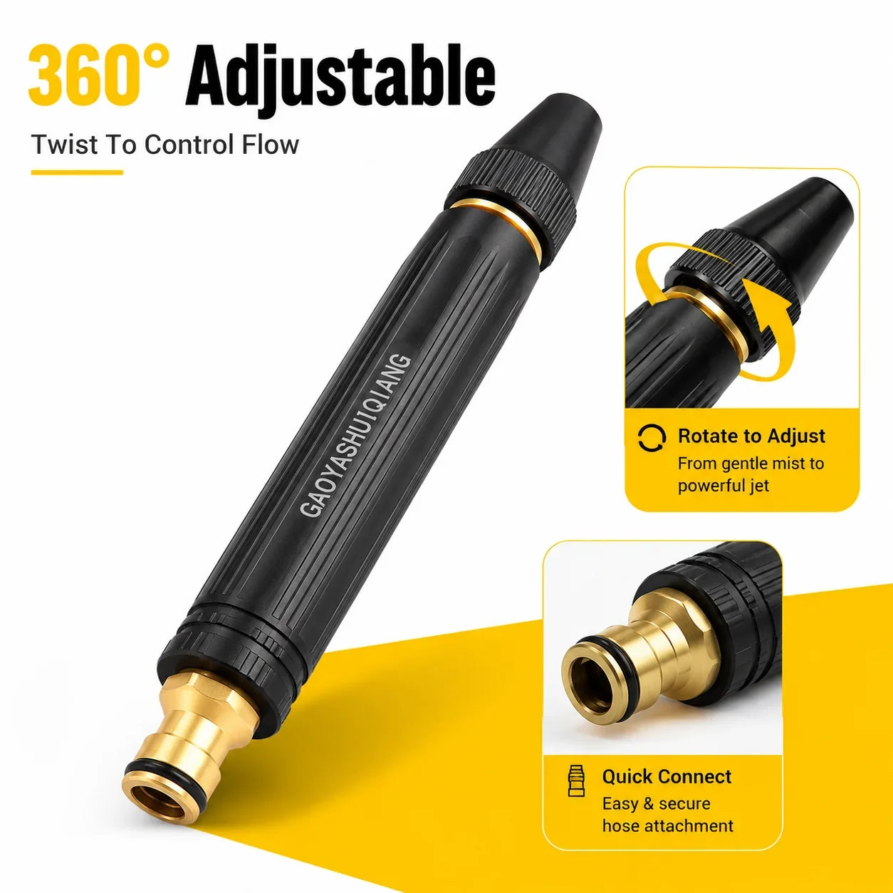 Dual-Spray High-Pressure Garden Hose Wand for Outdoor Cleaning
