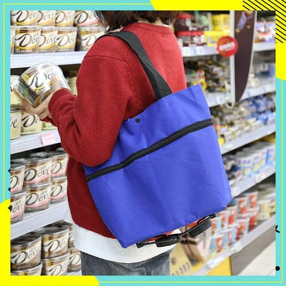 Space-Saving Foldable 2-in-1 Shopping Bag for Organized Storage
