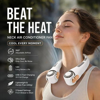 Purpose-Built Neck Air Conditioner Fan – Ultra‐quiet, 360° rotating