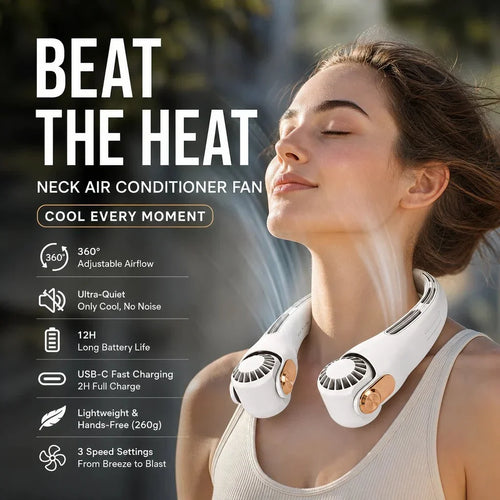 Purpose-Built Neck Air Conditioner Fan – Ultra‐quiet, 360° rotating