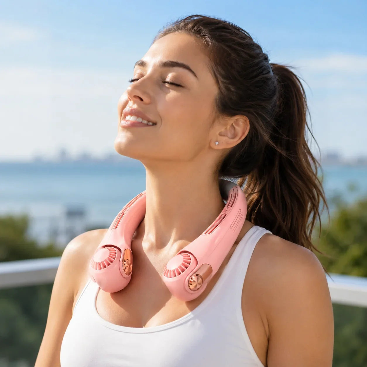 Purpose-Built Neck Air Conditioner Fan – Ultra‐quiet, 360° rotating