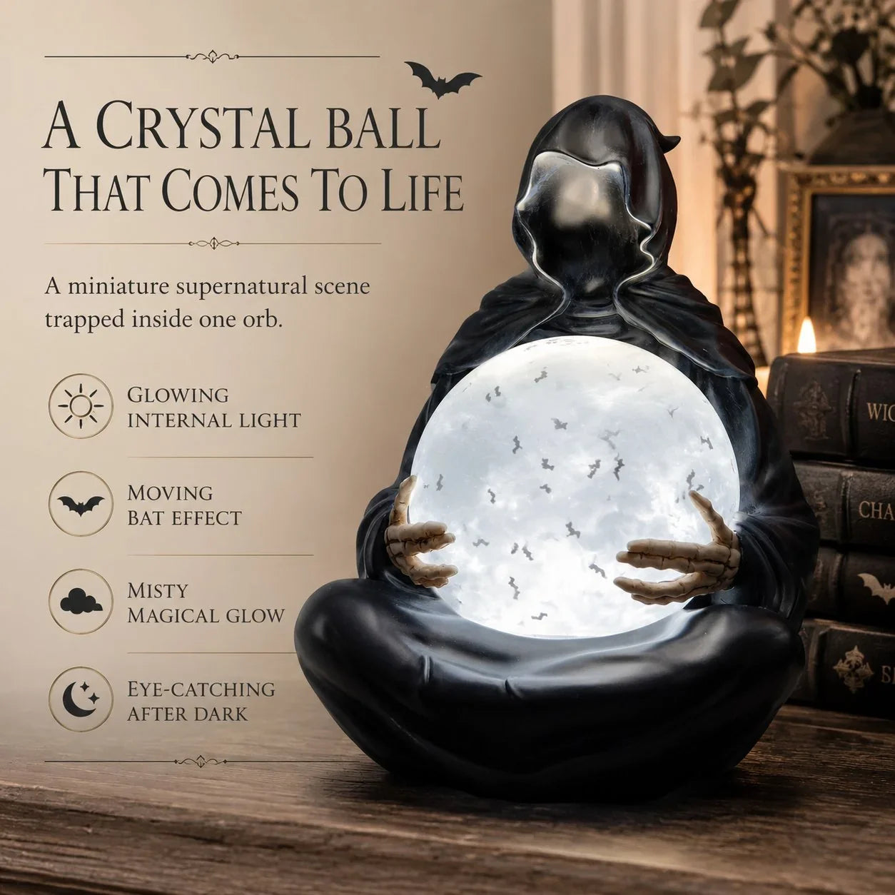 Decorative Mystic Reaper Crystal Ball Light for Focused Lighting