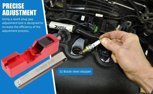 Spark Plug Gap Adjustment Tool with Measuring Feeler Gauge