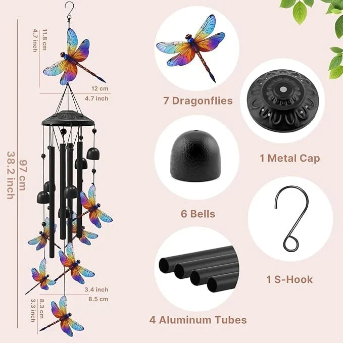 Colorful Metal Hummingbird Chime with Hanging Bells