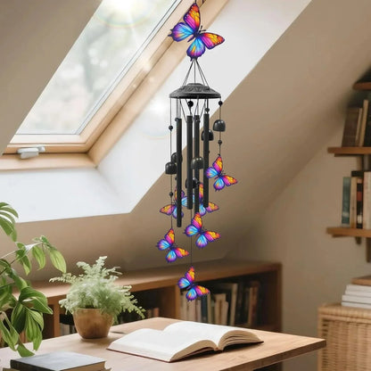 Colorful Metal Hummingbird Chime with Hanging Bells