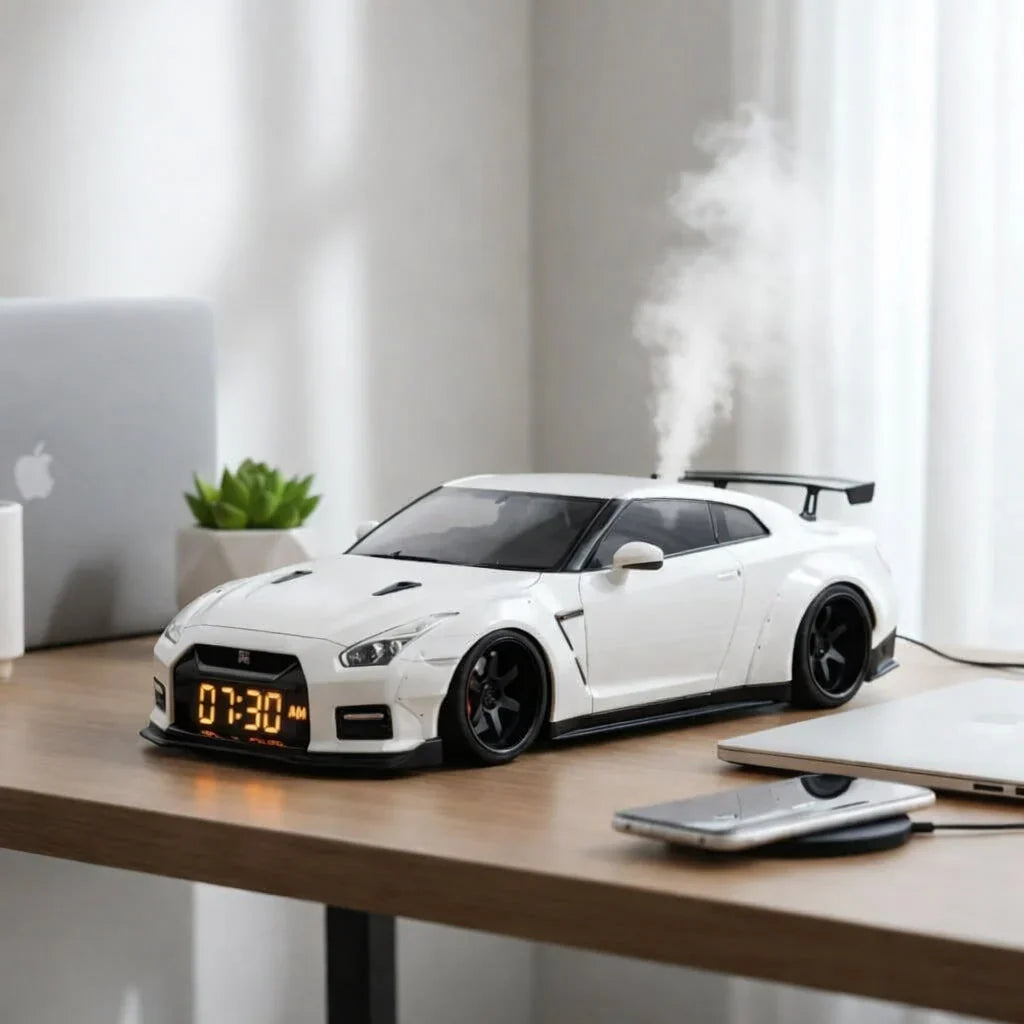 GTR Hypercar Alarm Clock with Flame, Smoke and LED Light Effects