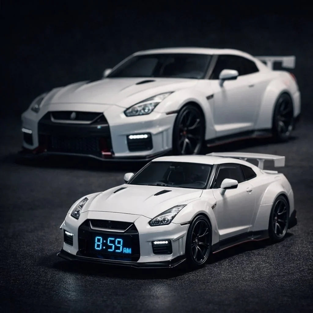 GTR Hypercar Alarm Clock with Flame, Smoke and LED Light Effects