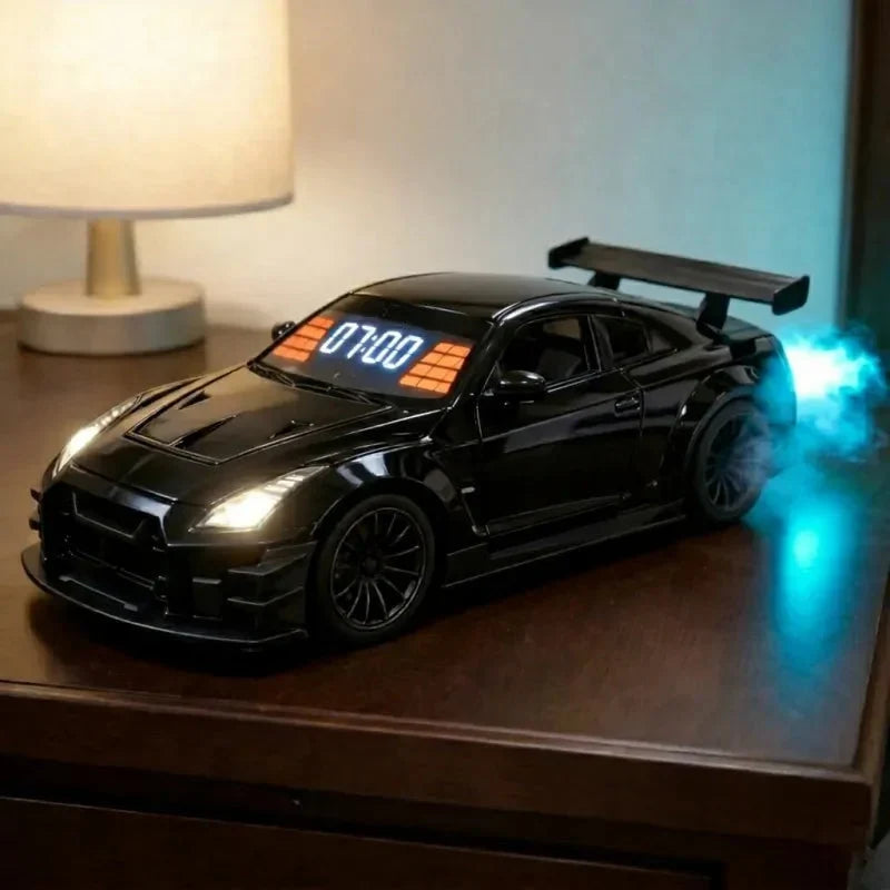 GTR Hypercar Alarm Clock with Flame, Smoke and LED Light Effects