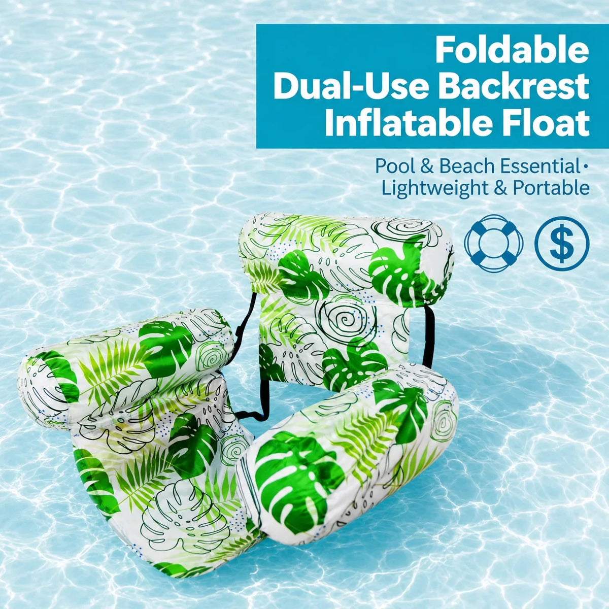 Inflatable Floating Pool Chair with Supportive Lounge Seat