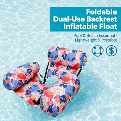 Inflatable Floating Pool Chair with Supportive Lounge Seat