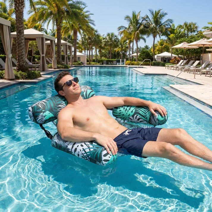 Inflatable Floating Pool Chair with Supportive Lounge Seat