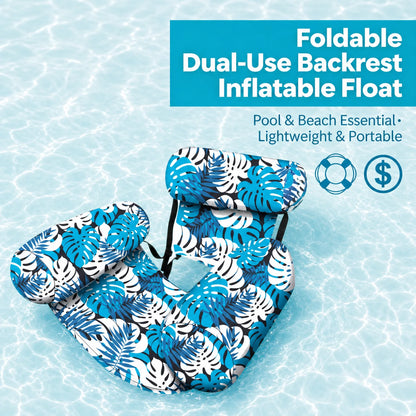 Inflatable Floating Pool Chair with Supportive Lounge Seat