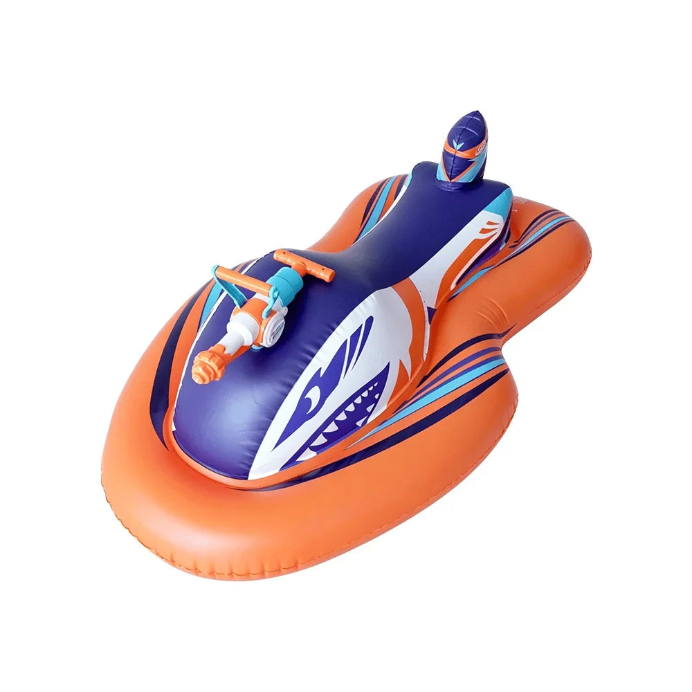 Shark Jet-Ski Pool Float with Seat and Built-In Water Blaster