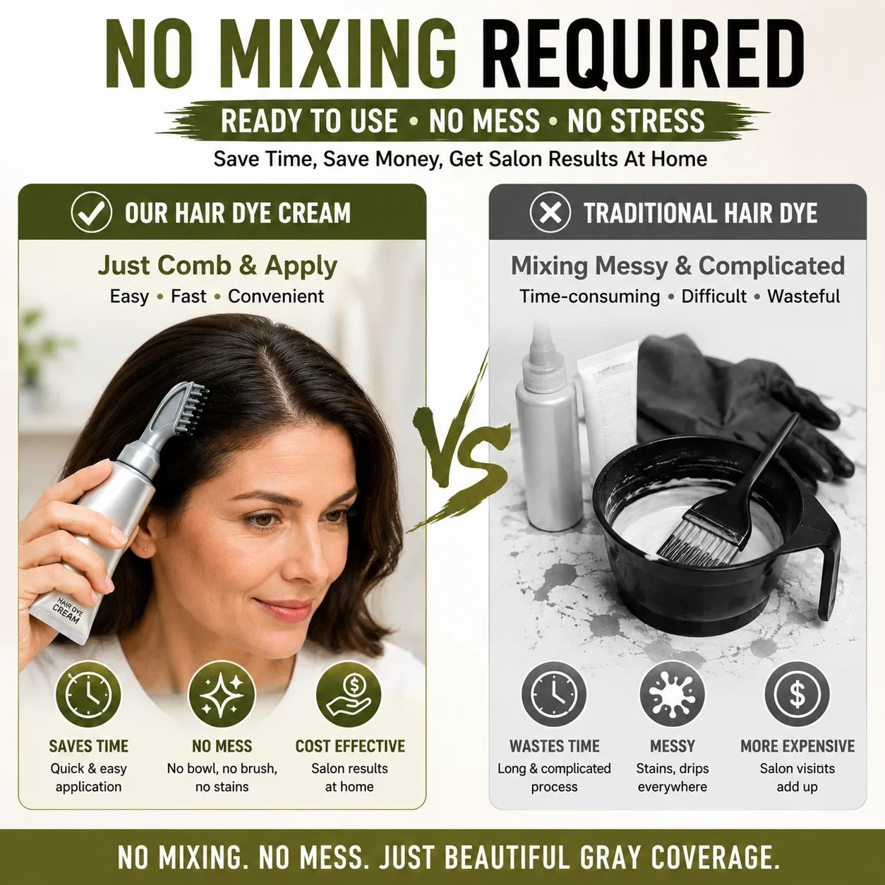 Comb-On Hair Color Applicator for Quick Gray Root Coverage