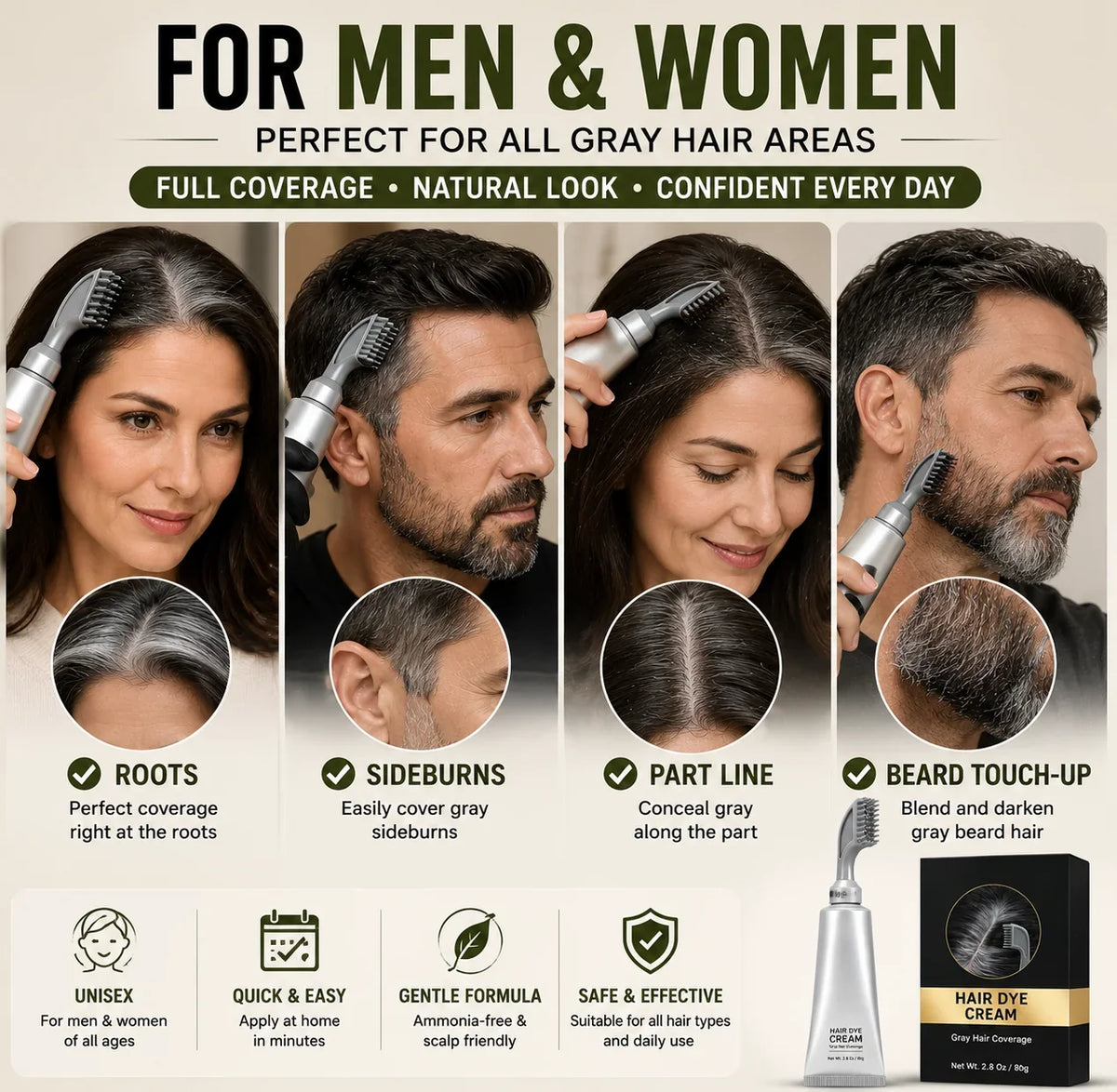 Comb-On Hair Color Applicator for Quick Gray Root Coverage