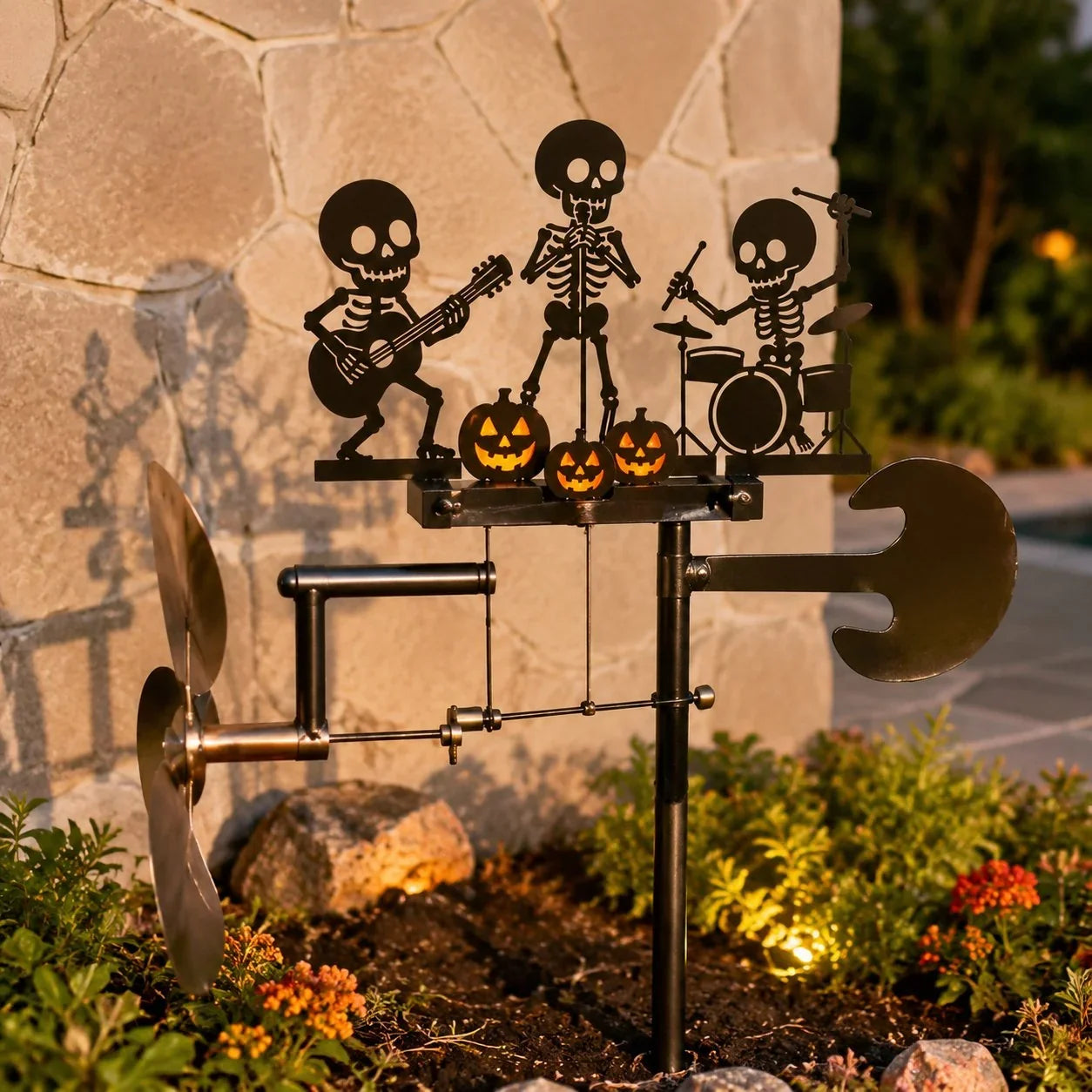 Purpose-Built Skeleton Metal Drummer Kinetic Wind