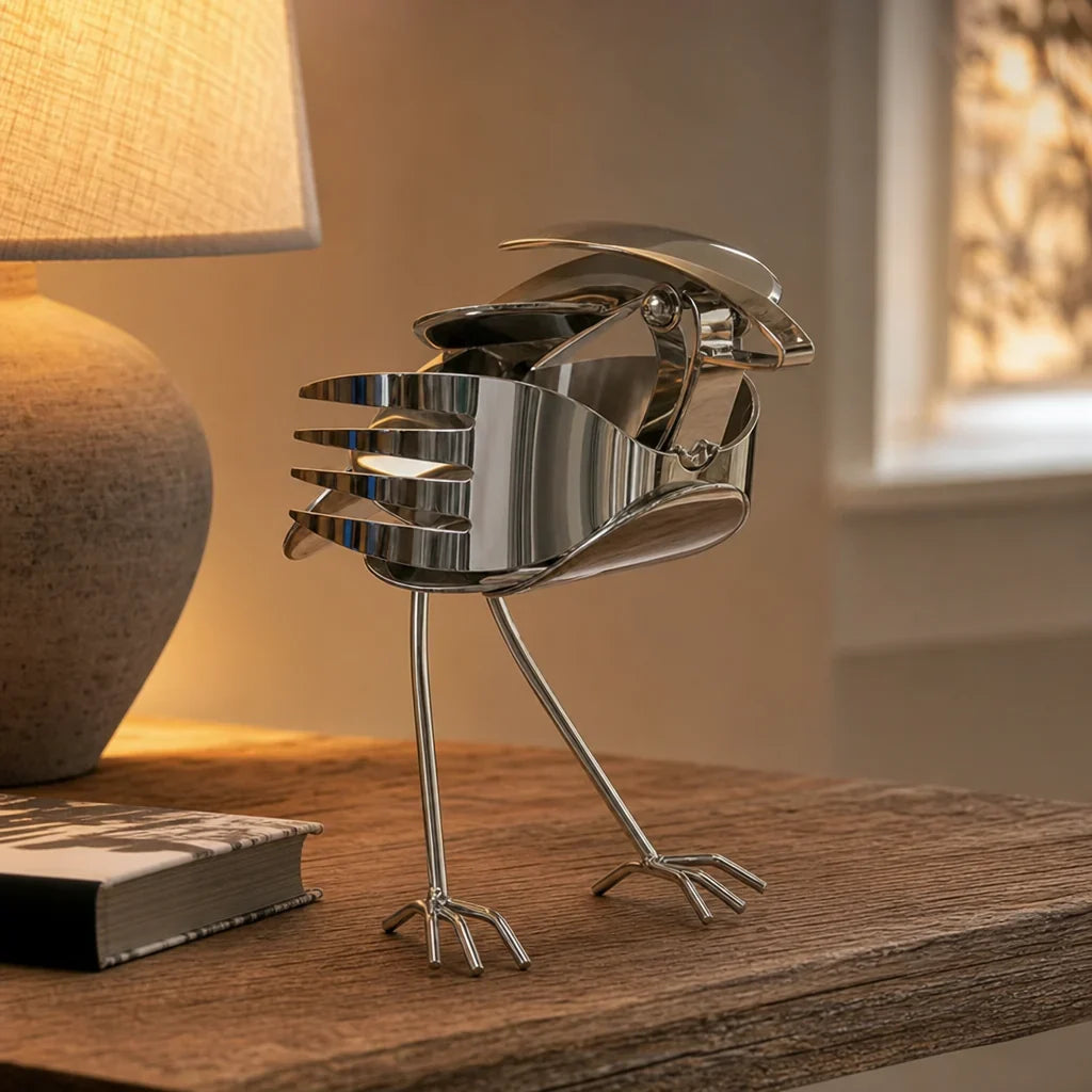 Hands-On Handcrafted Scrap Metal Robin – Art Decor for Creative Play