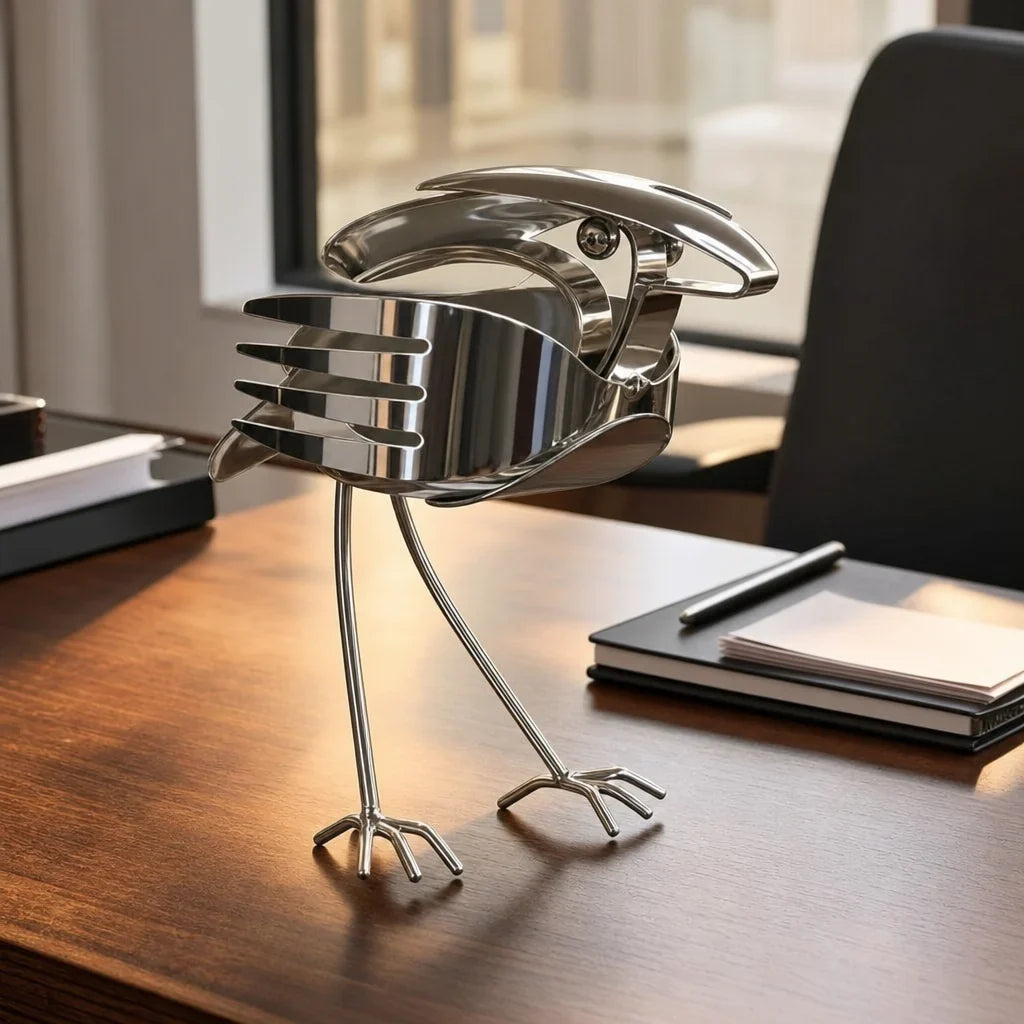 Hands-On Handcrafted Scrap Metal Robin – Art Decor for Creative Play