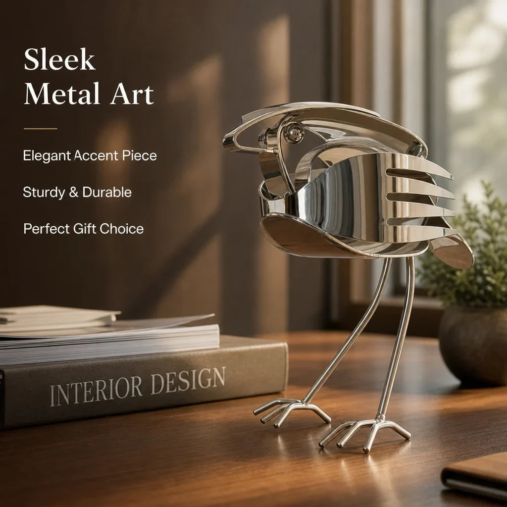 Hands-On Handcrafted Scrap Metal Robin – Art Decor for Creative Play