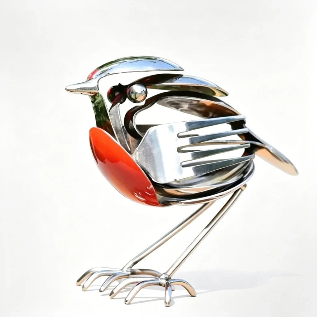 Hands-On Handcrafted Scrap Metal Robin – Art Decor for Creative Play