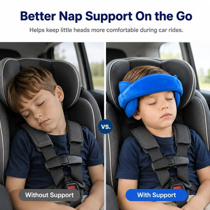 Adjustable Plush Car Seat Head Support Strap for Kids' Travel Naps