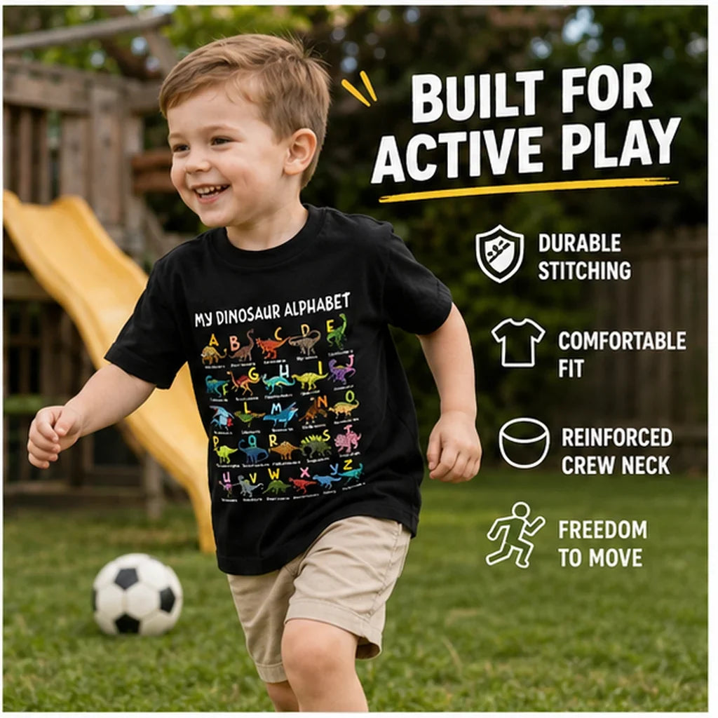 Purpose-Built Kids Dinosaur Alphabet Tee for Everyday Use