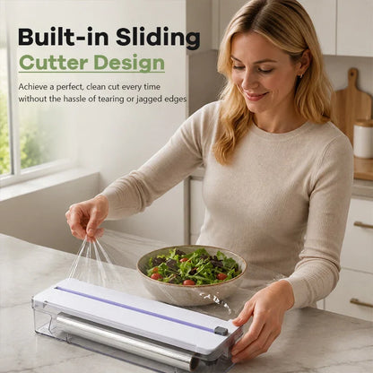 Wall-Mount Dispenser and Cutter for Foil and Kitchen Wrap