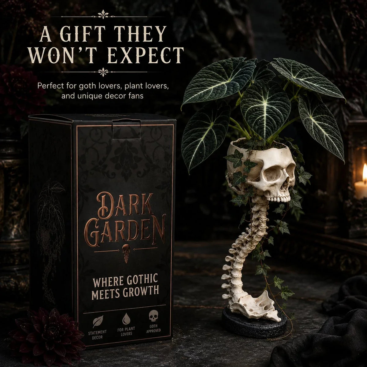Purpose-Built Sculptured Skull Flowerpot for Everyday Use