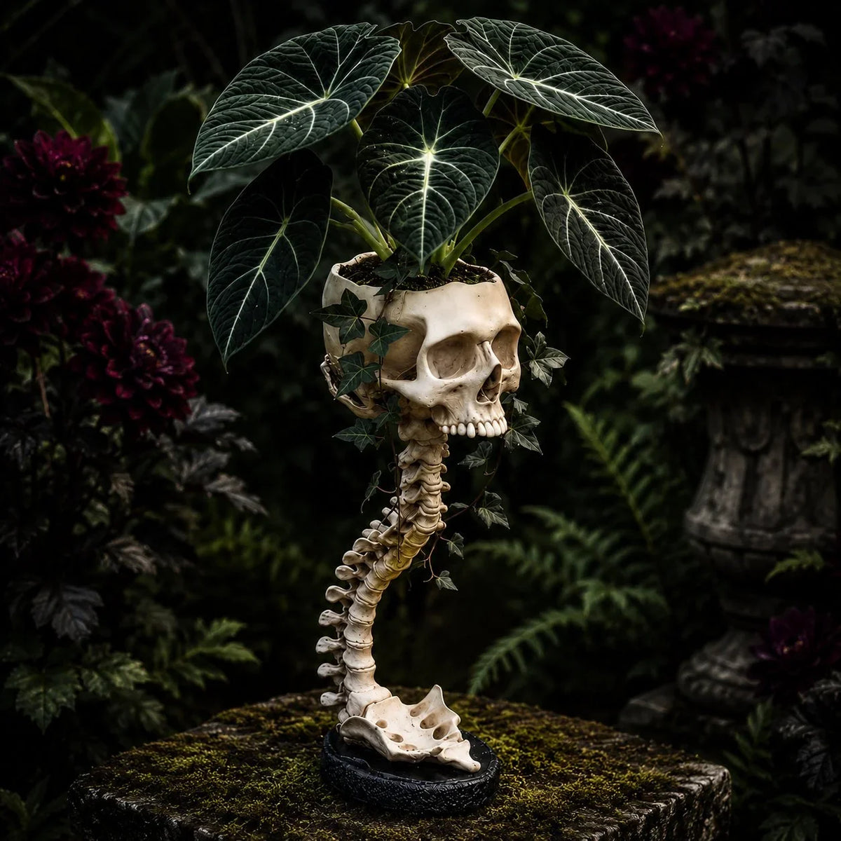 Purpose-Built Sculptured Skull Flowerpot for Everyday Use