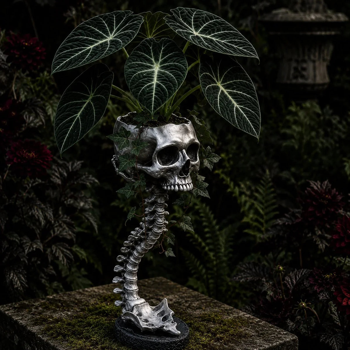 Purpose-Built Sculptured Skull Flowerpot for Everyday Use