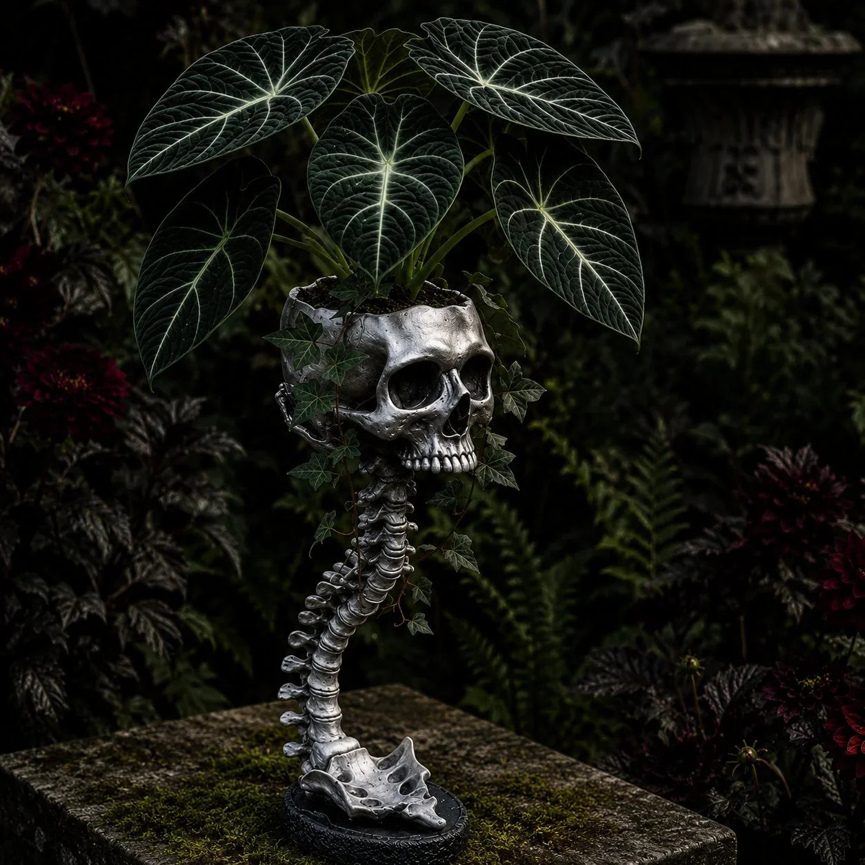 Purpose-Built Sculptured Skull Flowerpot for Everyday Use