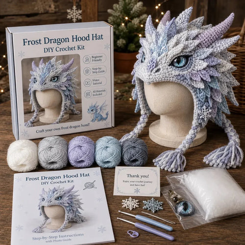 Hands-On Ocean Series Hood Hat DIY Crochet Kit – Soft Yarn Materials