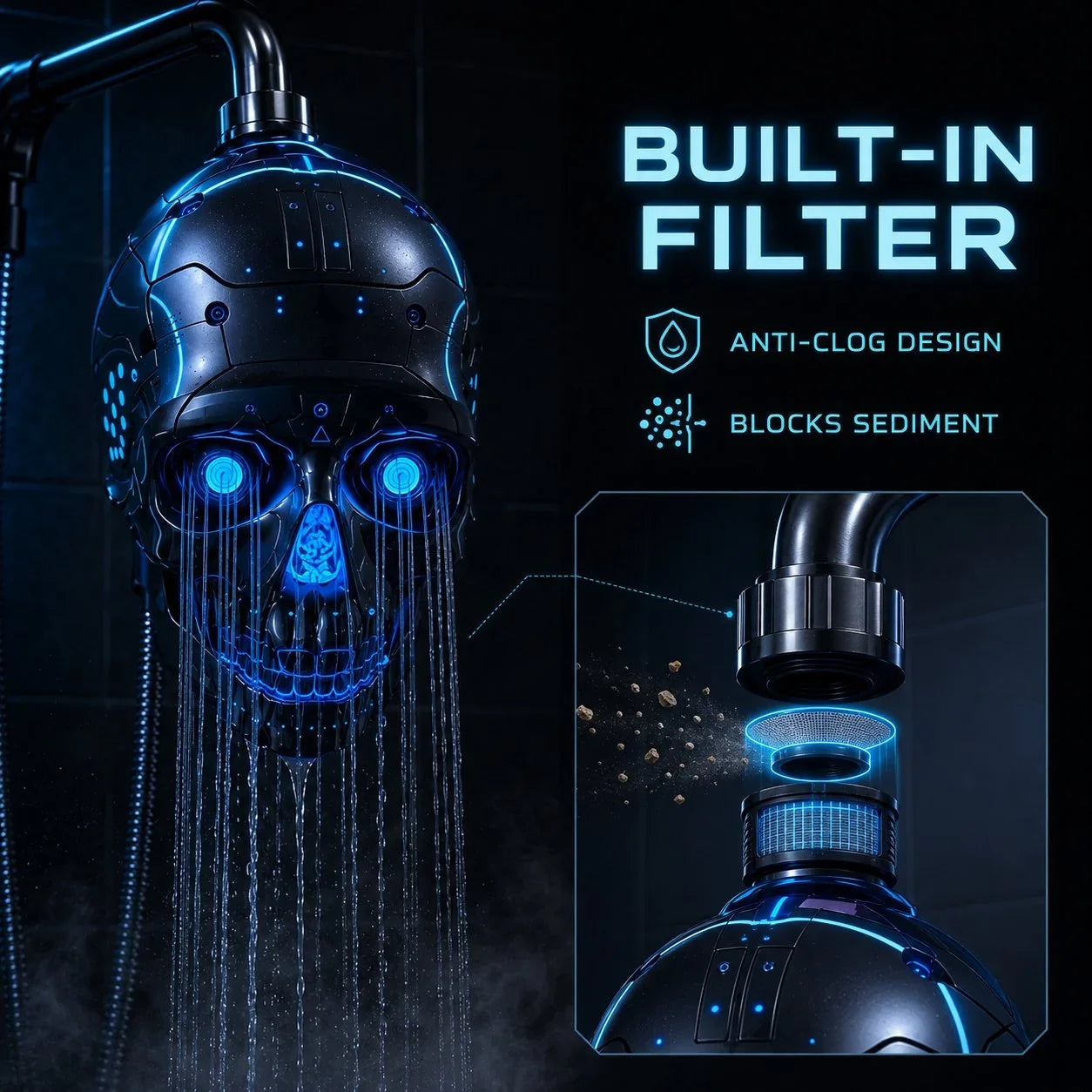 Purpose-Built Cyber Mecha Skull Color Changing LED Pressure Boost
