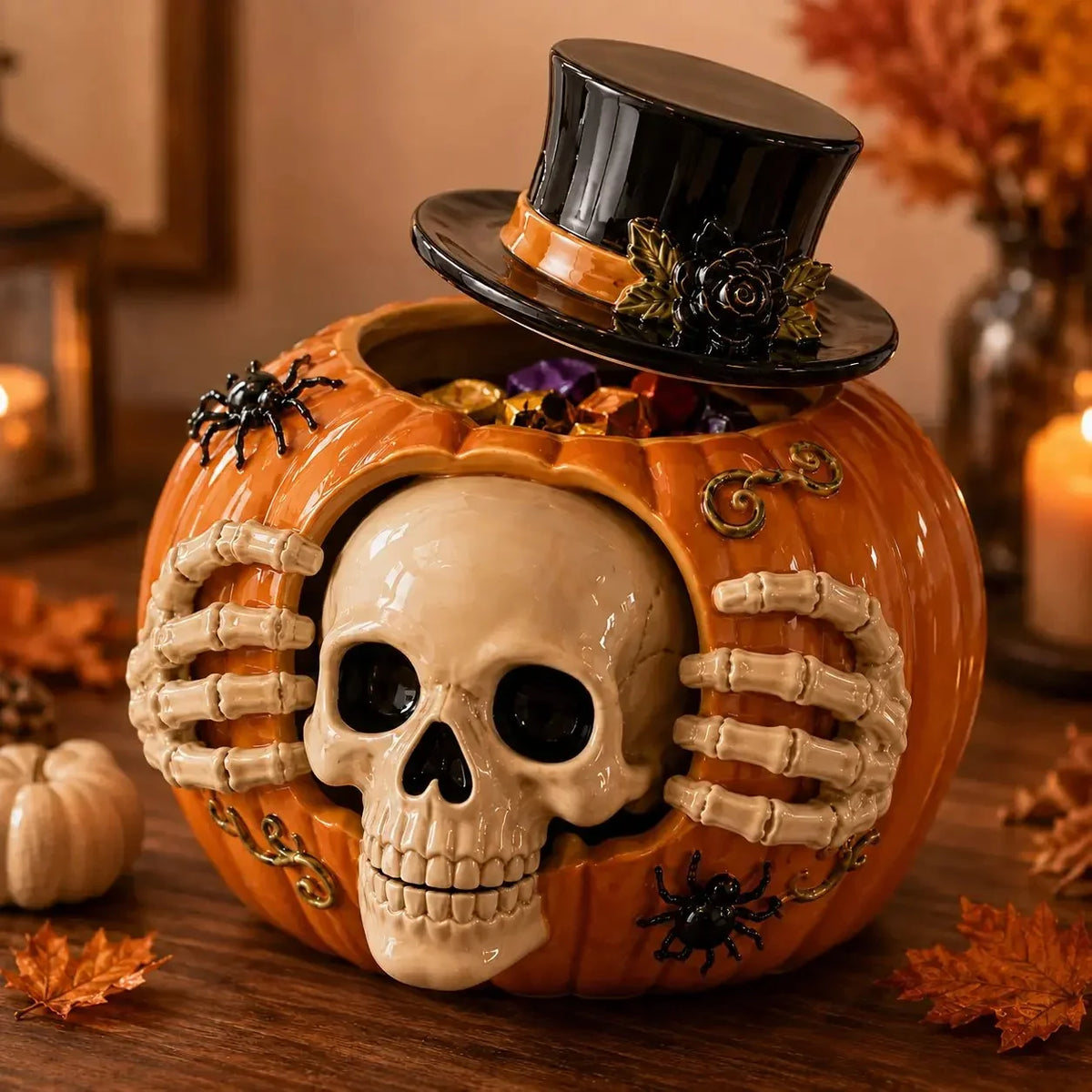 Practical Trick-or-Treat – Skull Pumpkin Candy Jar for Kitchen Prep
