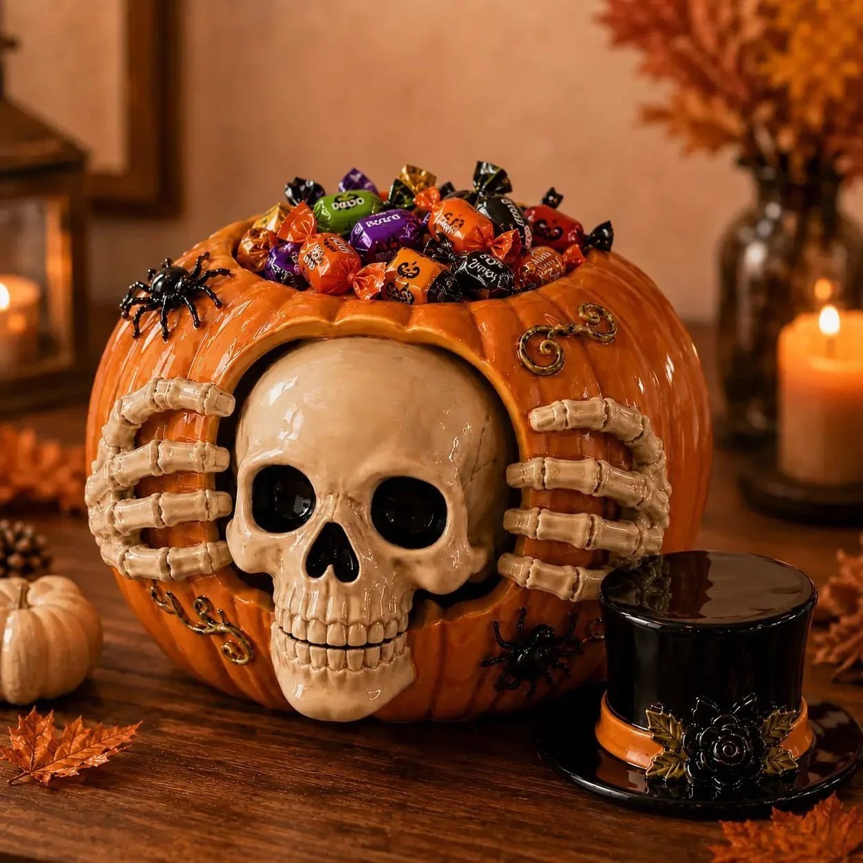 Practical Trick-or-Treat – Skull Pumpkin Candy Jar for Kitchen Prep