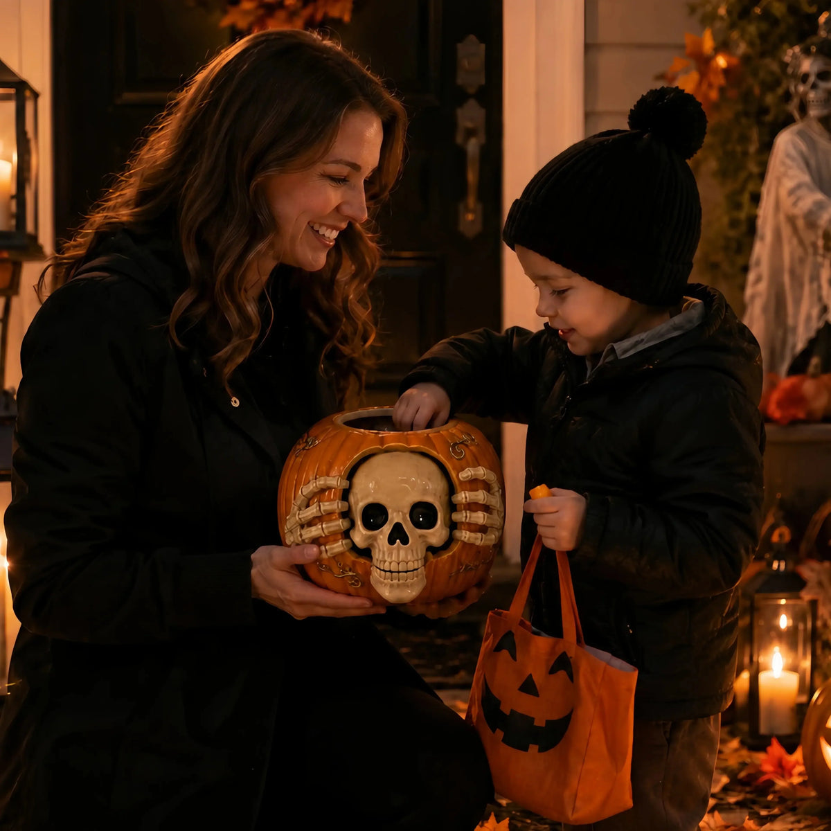 Practical Trick-or-Treat – Skull Pumpkin Candy Jar for Kitchen Prep