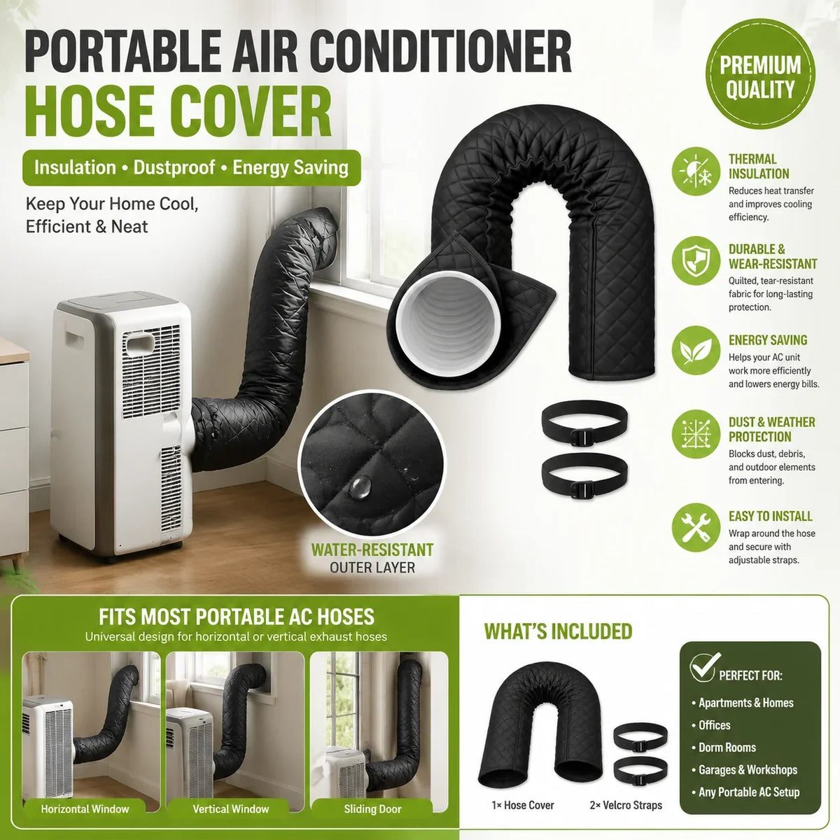 Vehicle-Ready Protective cover for insulating air conditioner pipes
