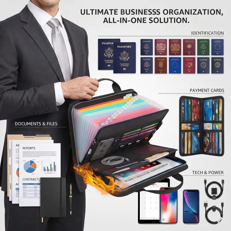 Distinctive Fire-Resistant Document Organizer Bag – Large Capacity A4