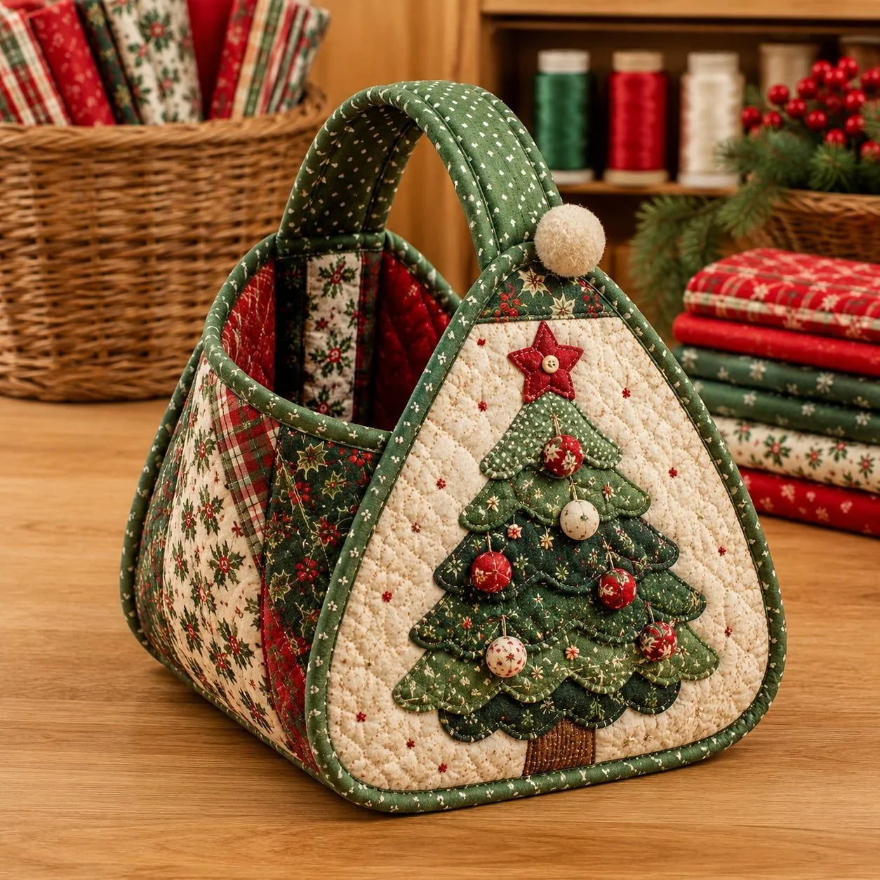 Quilted Character Carry Basket for Handmade Storage