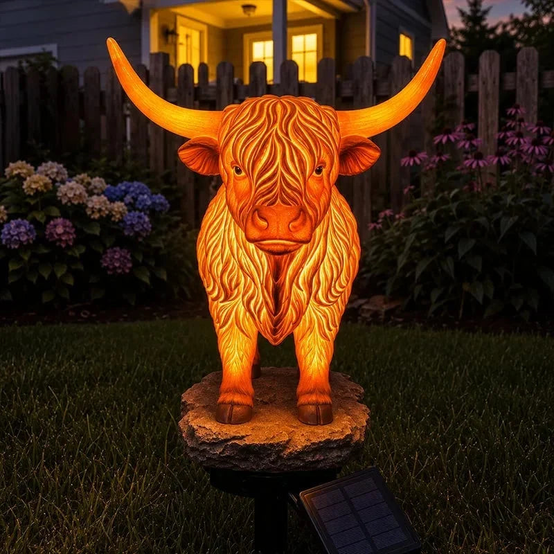 Outdoor Solar Highland Cow Light for Garden Display